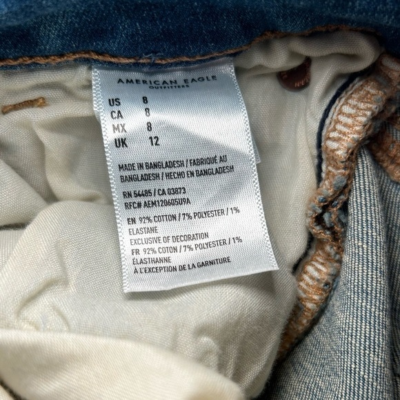 American Eagle Super Stretch Hi-Rise Shortie Shorts- Medium Blue Wash/Size 8 - Picture 4 of 6